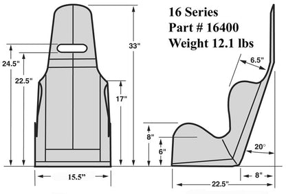 ECONOMY DRAG SEAT ONLY,15 1/2"