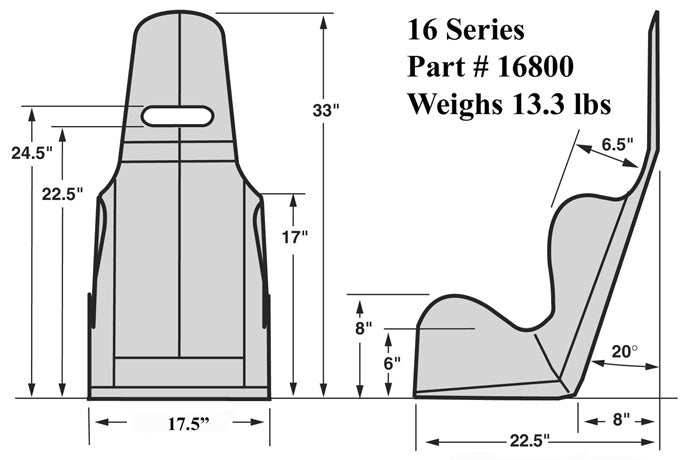 ECONOMY DRAG SEAT ONLY,17 1/2"