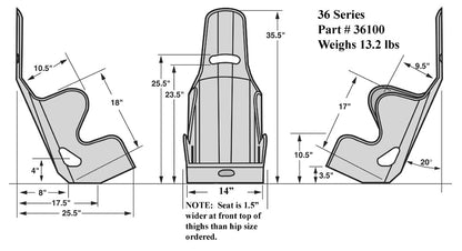 SEAT ONLY,LAYBACK,20 DEGREE,14"