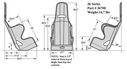 SEAT ONLY,LAYBACK,20 DEGREE,17"
