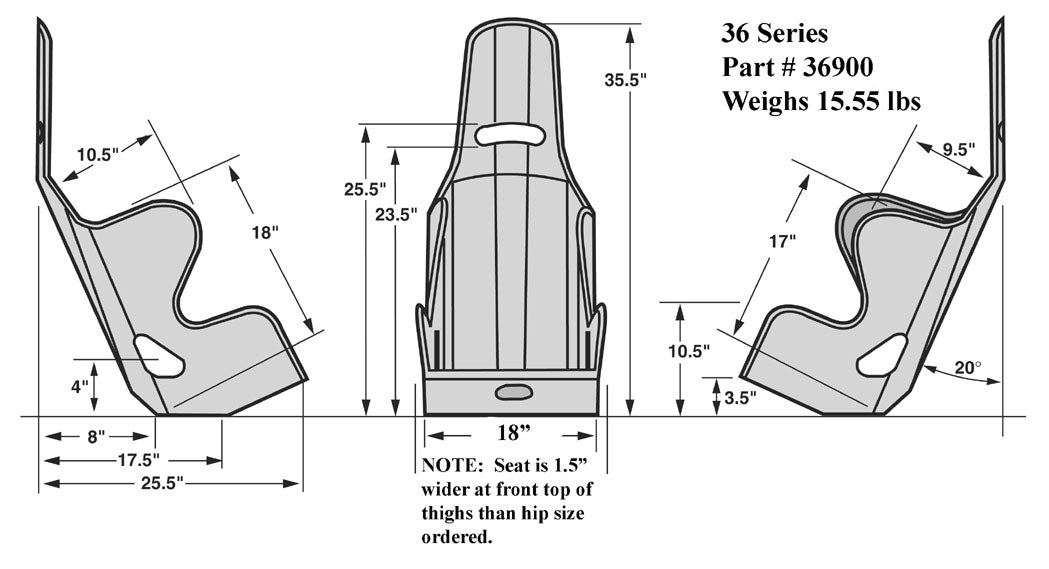 SEAT ONLY,LAYBACK,20 DEGREE,18"