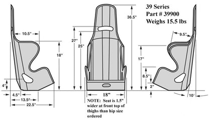 SEAT ONLY,UPRIGHT,10 DEGREE,18"