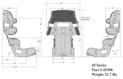 ROAD RACE/DRAG FULL CONTAINMENT SEAT,15"