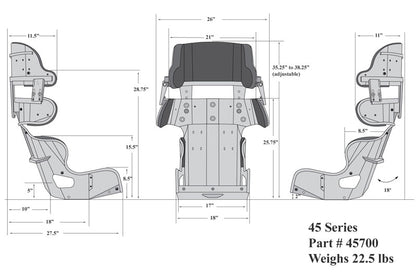 ROAD RACE/DRAG FULL CONTAINMENT SEAT,17"