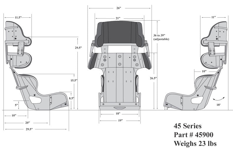 ROAD RACE/DRAG FULL CONTAINMENT SEAT,18"