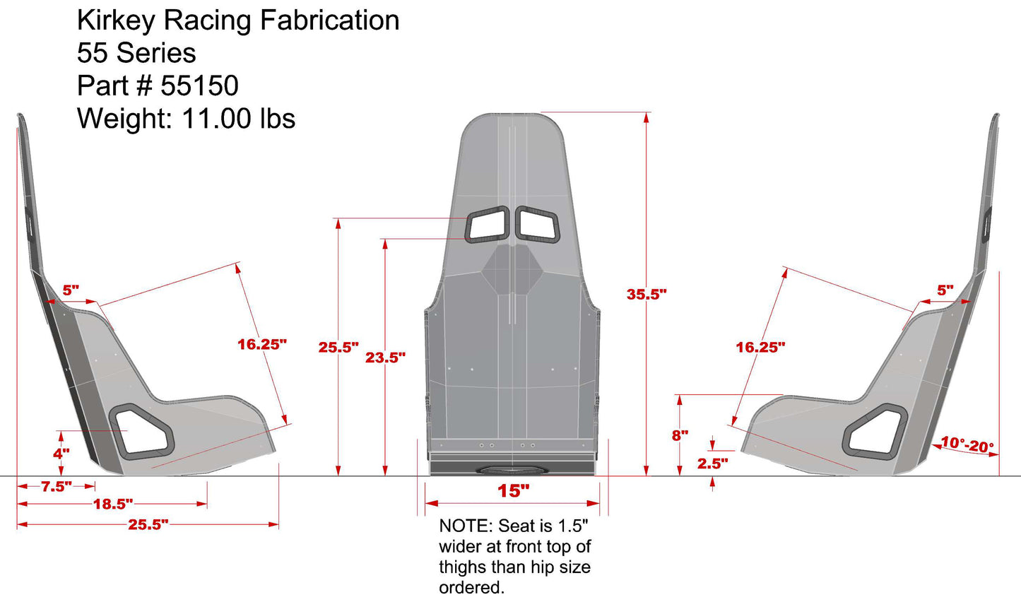 INTERMEDIATE PRO DRAG RACE SEAT ONLY,15"