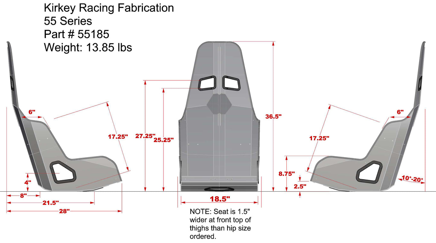 INTERMEDIATE PRO DRAG RACE SEAT,18 1/2"