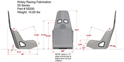 INTERMEDIATE PRO DRAG RACE SEAT ONLY,20"
