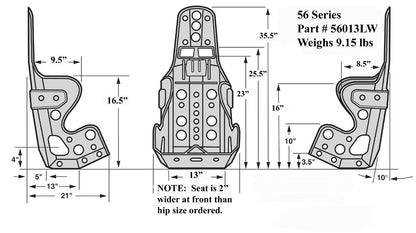 SEAT ONLY,10 DEGREE UPRIGHT,13",LIGHTWEIGHT