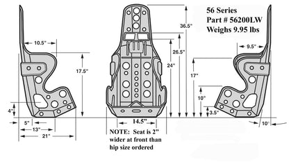 SEAT ONLY,10 DEGREE UPRIGHT,14.5",LIGHTWGHT