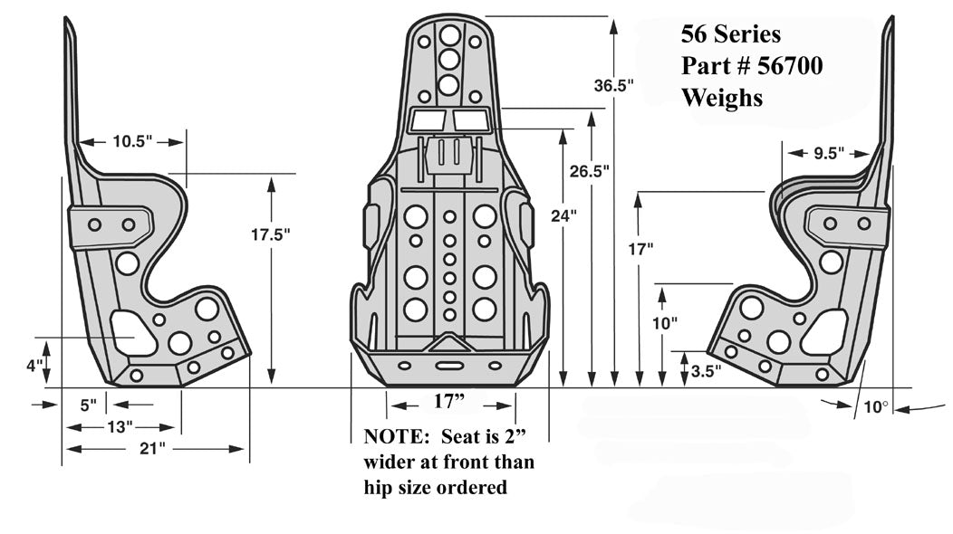 SEAT ONLY,10 DEGREE UPRIGHT,17",DELUXE