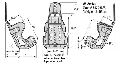 SEAT ONLY,20 DEGREE LAYBACK,14.5",LIGHTWGHT