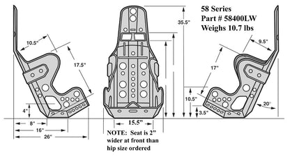 SEAT ONLY,20 DEGREE LAYBACK,15.5",LIGHTWGHT