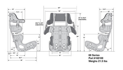 FULL CONTAINMENT SEAT,LAYBACK,18 DEGREE,14"