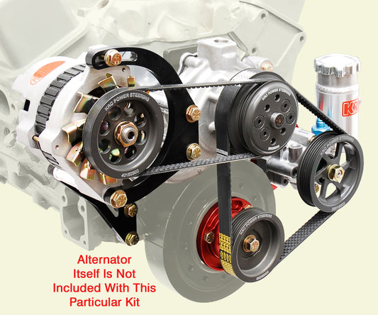 SBC SERPENTINE KIT,BLOCK MOUNT POWER STEERING,30%,DELCO MOUNT
