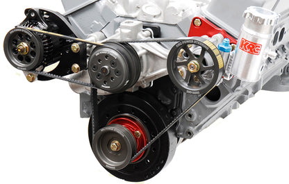 SBC SERPENTINE KIT,HEAD MOUNT POWER STEERING,1:1,DENSO ALTERNATOR KIT