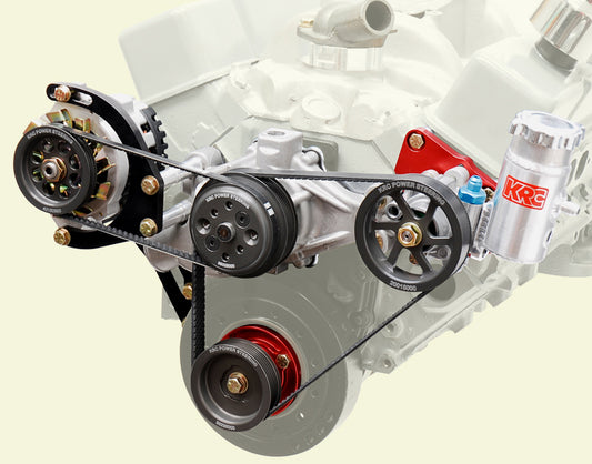 SBC SERPENTINE KIT,HEAD MOUNT POWER STEERING,30%,DELCO ALTERNATOR KIT