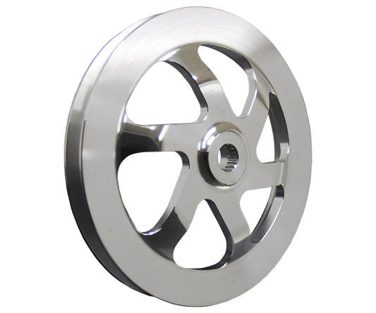 P.S. PULLEY,V-BELT,POLISHED,ALUM PUMP,6"