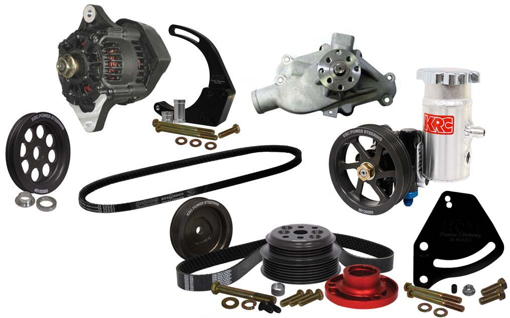 SBC SERPENTINE KIT,BLOCK MOUNT POWER STEERING,15%,DENSO ALTERNATOR KIT