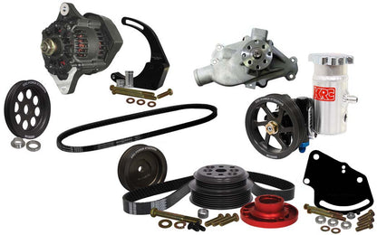 SBC SERPENTINE KIT,HEAD MOUNT POWER STEERING,1:1,DENSO ALTERNATOR KIT