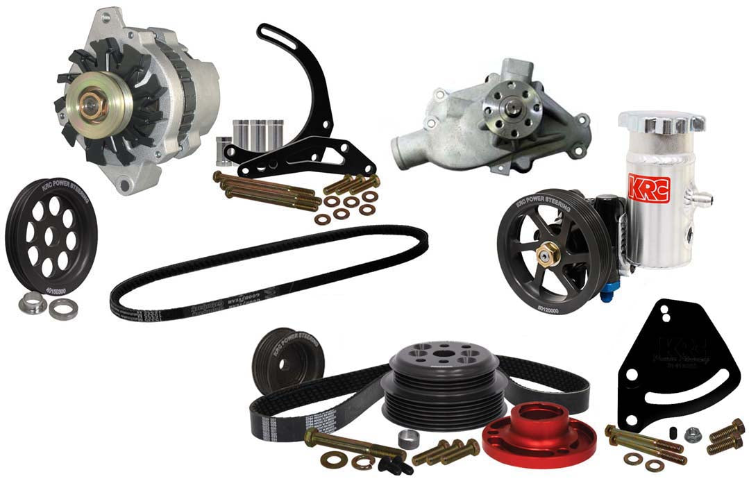 SBC SERPENTINE KIT,BLOCK MOUNT POWER STEERING,30%,DELCO ALTERNATOR KIT