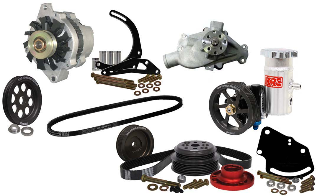 SBC SERPENTINE KIT,HEAD MOUNT POWER STEERING,15%,DELCO ALTERNATOR KIT