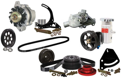 SBC SERPENTINE KIT,BLOCK MOUNT POWER STEERING,15%,DELCO ALTERNATOR KIT