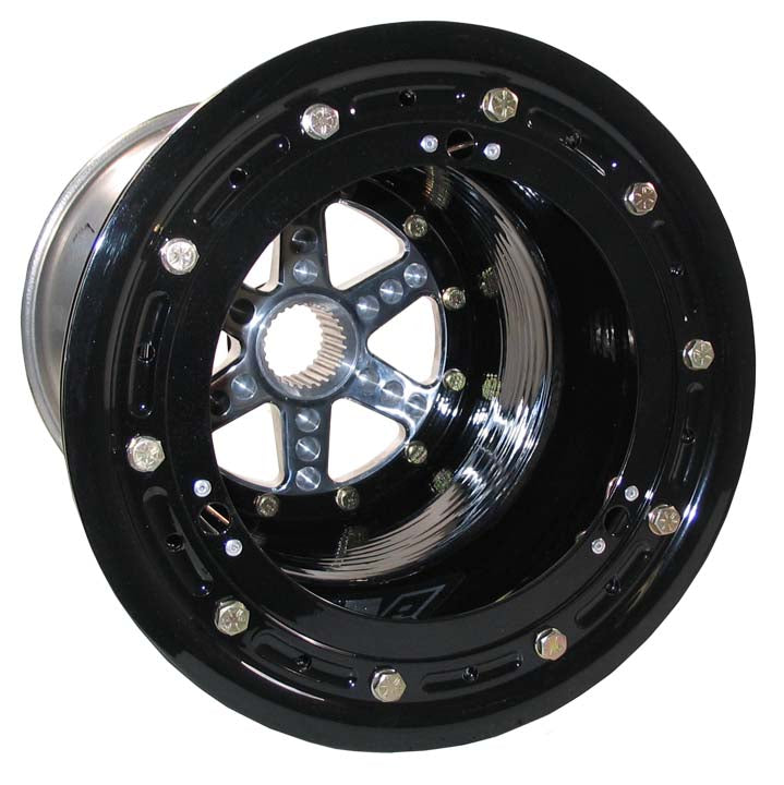 ALUMINUM WHEEL,BLACK,27 SP,10x15",4",BL COVER