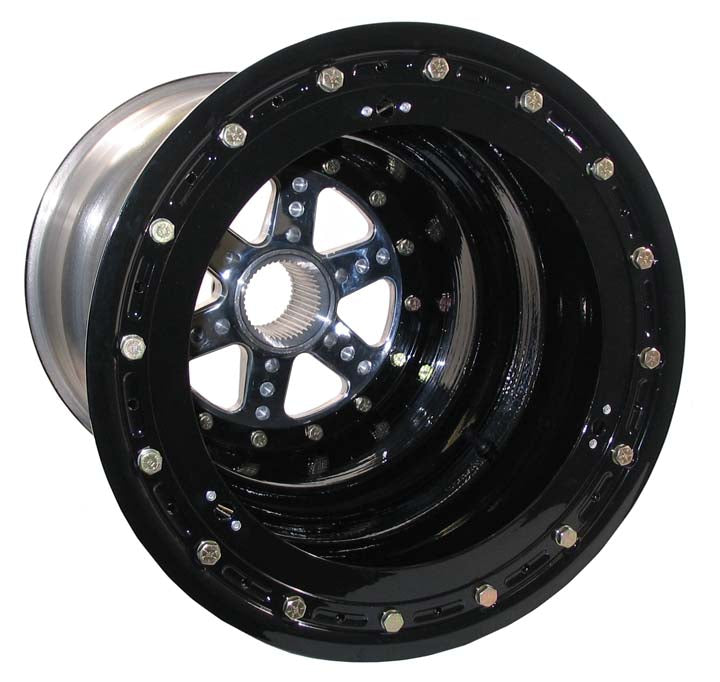 ALUMINUM WHEEL,BLACK,42 SP,15x18",9",BL,BC