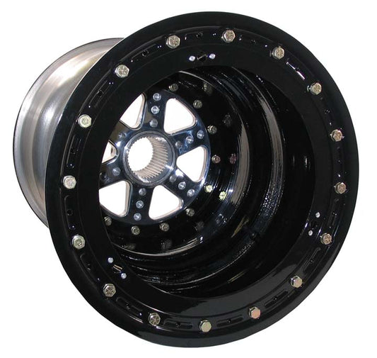 ALUMINUM WHEEL,BLACK,42 SP,15x18",9",BL,BC