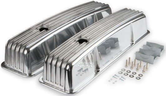 VALVE COVERS,SBC,58-86,ALUM,FINNED,POLISHED