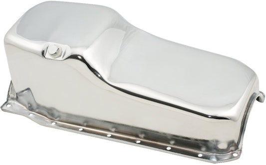 OIL PAN,SBC,305/350,86-91,RIGHT-HAND DIPSTICK,CHROME