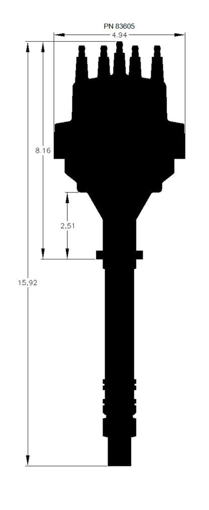 DISTRIBUTOR,CHEVY V8 W/MODULE BLK CAP