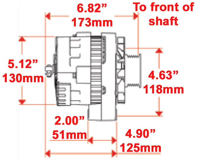 ALTERNATOR,CS130E RIGHT,105AMP,SERPENTINE,CHROME