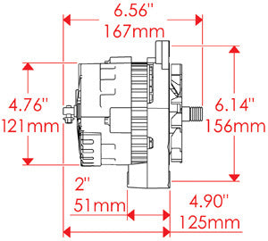 ALTERNATOR,CS121,DELCO,100A,ONE WIRE,CHROME