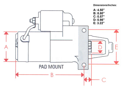 STARTER,SBC,ALUMINUM,168T,STAGGER,CHROME