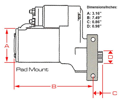 STARTER,ULTRA HIGH SPEED,SBC,153 OR 168 TOOTH, STRAIGHT MOUNT