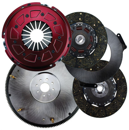 PRO STREET CLUTCH SET,FORD 8-BOLT,10.5",300 SERIES,1"-23,164T STEEL FLYWHEEL