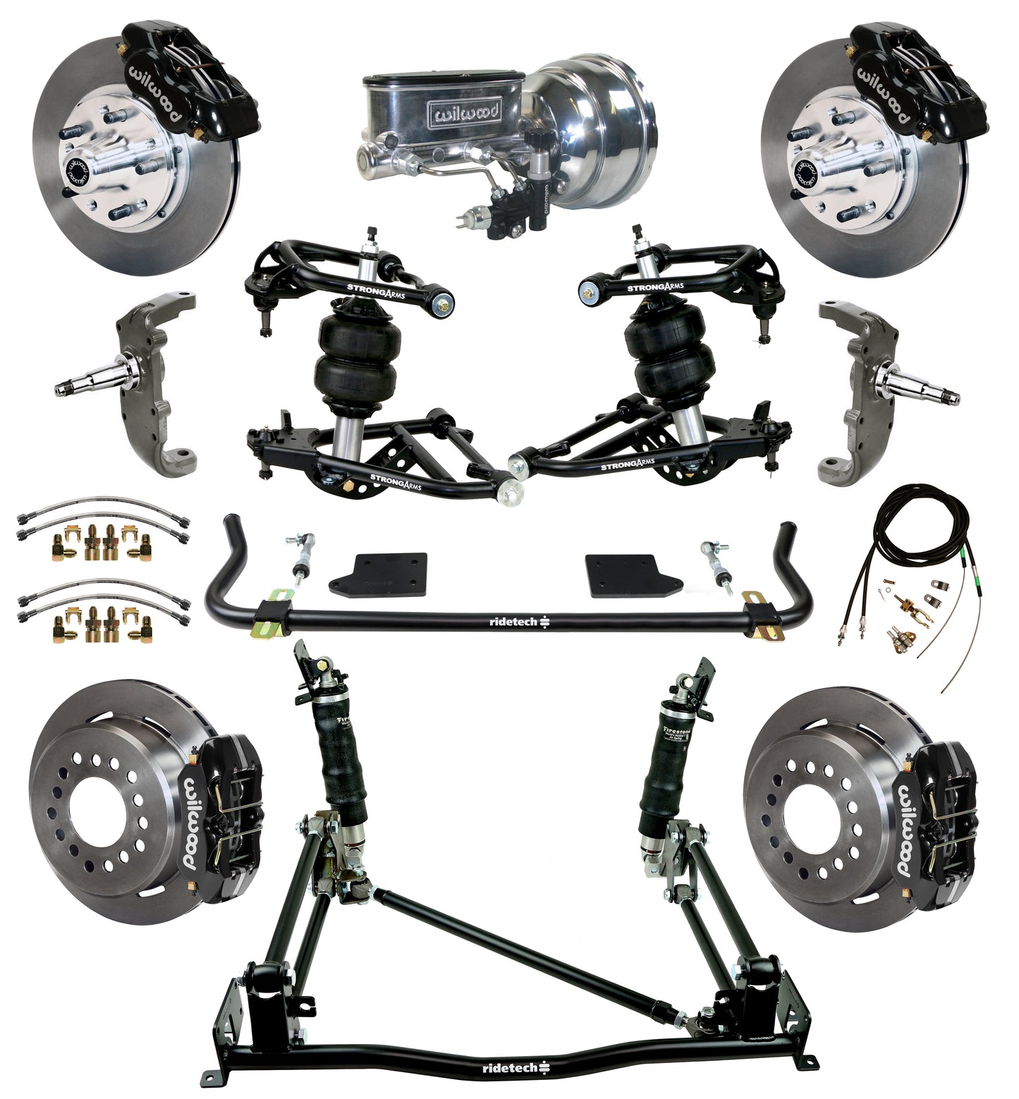 AIR RIDE & 4-LINK SYSTEM,ARMS,WILWOOD 11" BRAKES,BLACK CALIPERS,55-57 CHEVY