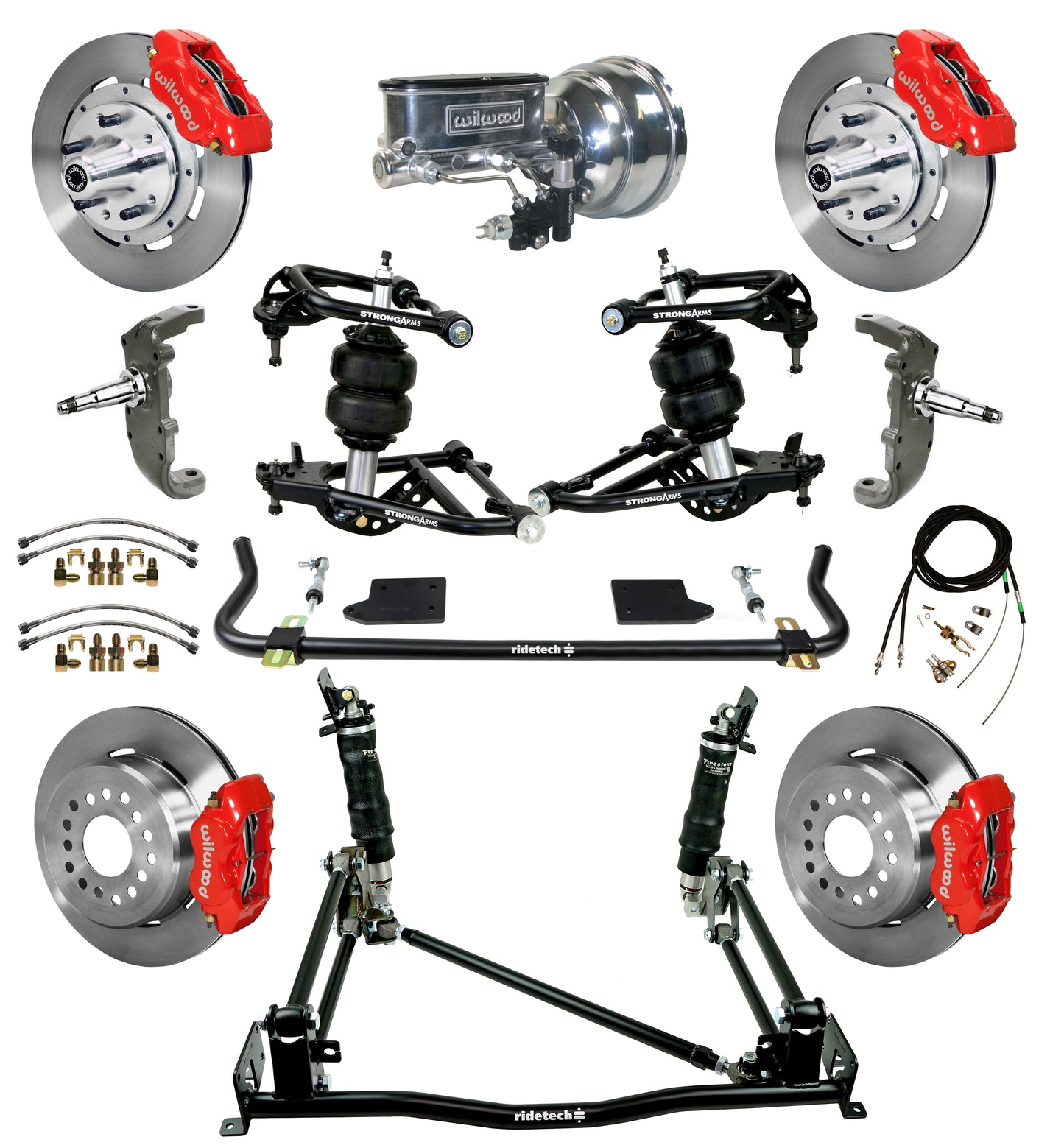 AIR RIDE & 4-LINK SYSTEM,ARMS,WILWOOD 12" BRAKES,RED CALIPERS,55-57 CHEVY