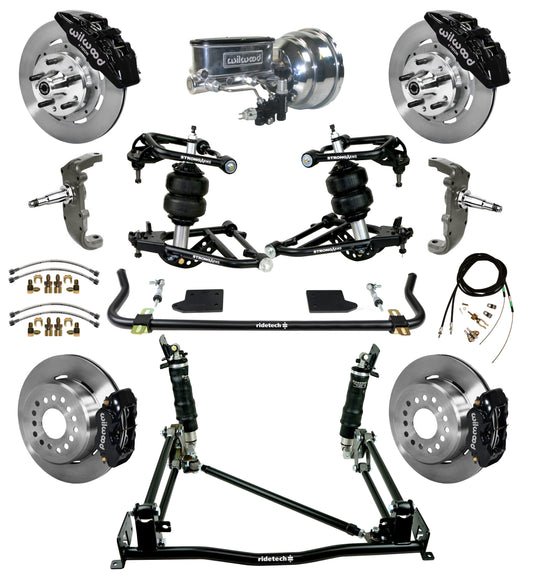AIR RIDE & 4-LINK SYSTEM,WILWOOD 12" BRAKES,BLACK 6 PISTON CALIPERS,55-57 CHEVY