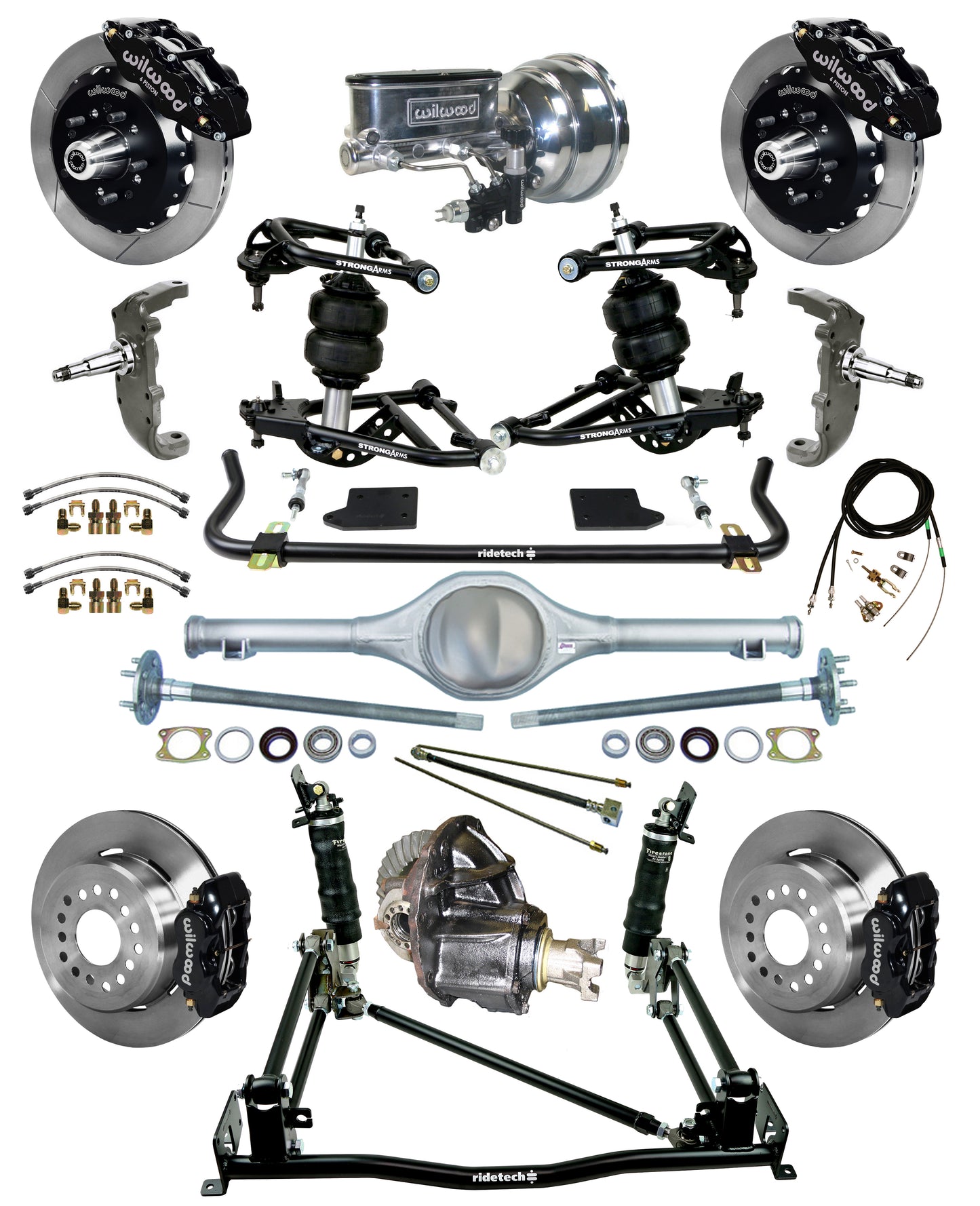 AIR RIDE & 4-LINK SYSTEM,CURRIE REAR END,WILWOOD 13"/12" BRAKES,BLACK,55-57
