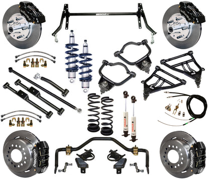 COILOVER & STRONGARM SYSTEM,BARS,WILWOOD 11" BRAKES,BLACK CALIPERS,59-64 CHEVY
