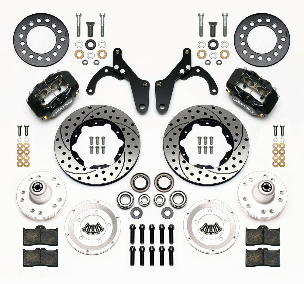 COILOVER & STRONGARM SYSTEM,WILWOOD 11" DRILLED BRAKES,BLACK CAL.,59-64 CHEVY