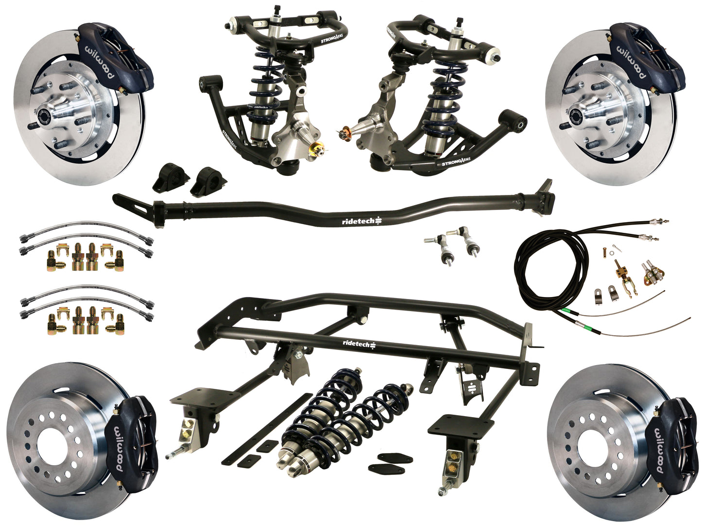 COILOVER & STRONGARM SYSTEM,BARS,WILWOOD 12" BRAKES,BLACK CALIPERS,59-64 CHEVY