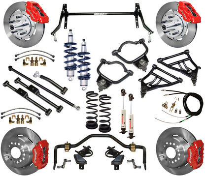 COILOVER & STRONGARM SYSTEM,BARS,WILWOOD 12" BRAKES,RED CALIPERS,59-64 CHEVY