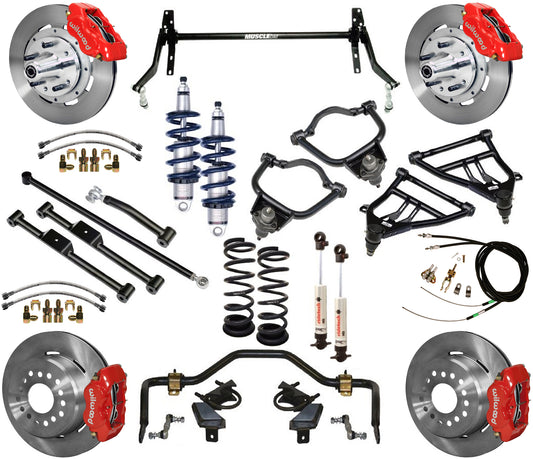 COILOVER & STRONGARM SYSTEM,BARS,WILWOOD 12" BRAKES,RED CALIPERS,59-64 CHEVY