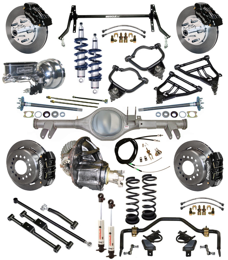 COILOVER & STRONGARM SYSTEM,CURRIE REAR END,WILWOOD 11" BRAKES,BLACK,59-64 CHEVY