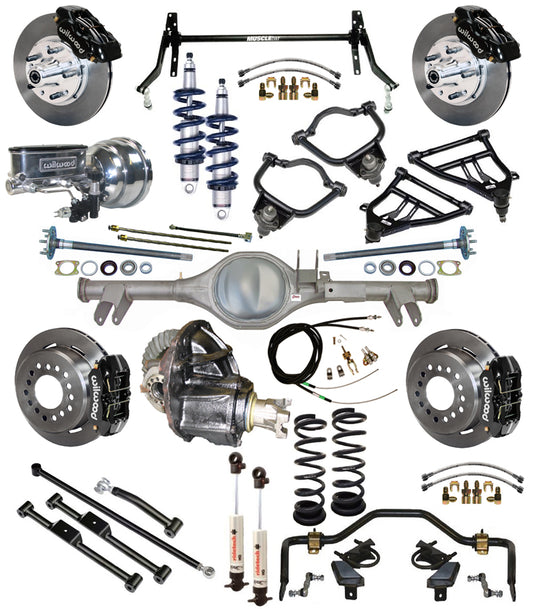 COILOVER & STRONGARM SYSTEM,CURRIE REAR END,WILWOOD 11" BRAKES,BLACK,59-64 CHEVY