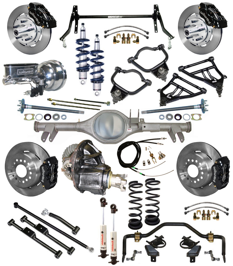 COILOVER & STRONGARM SYSTEM,CURRIE REAR END,WILWOOD 12" BRAKES,BLACK,59-64 CHEVY